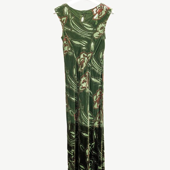 Citron Santa Monica Green Floral-Burnout Velvet Maxi Dress - Picture 2 of 9